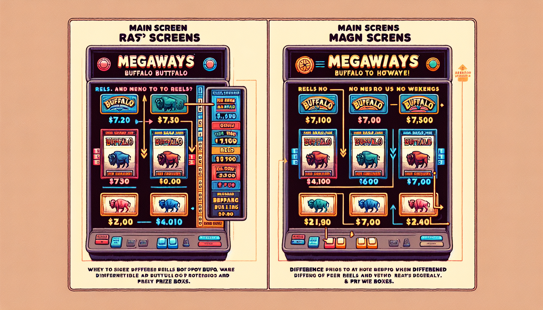 Comparativa visual entre Buffalo King clásico y versión Megaways, mostrando sus diferencias de carretes