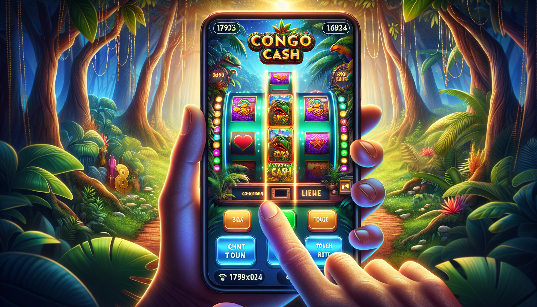 Tragamonedas Congo Cash corriendo en dispositivo móvil, interfaz optimizada y atractiva