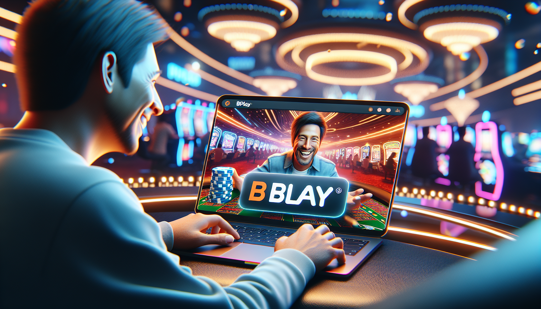 Usuario iniciando sesión de forma segura en Bplay Argentina desde su computadora portátil.