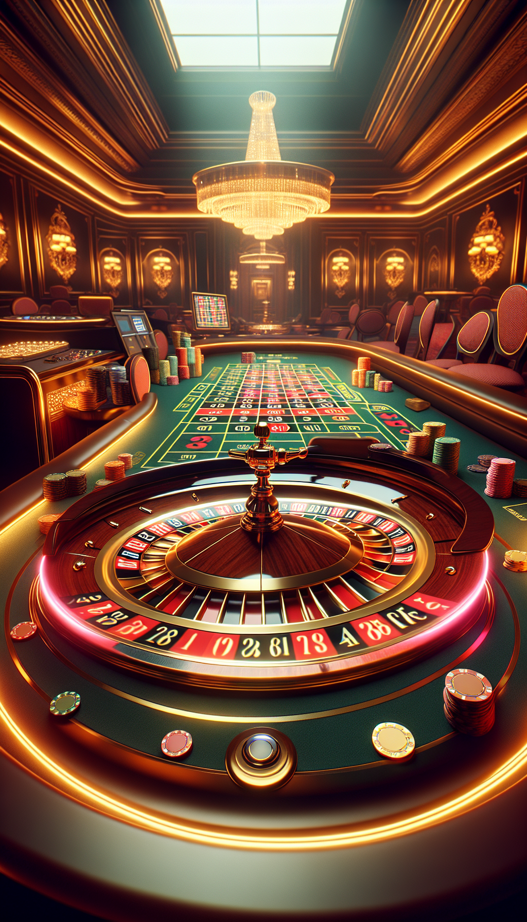 Vista de ruleta europea digital en Blay Casino con ambiente sofisticado y fichas virtuales