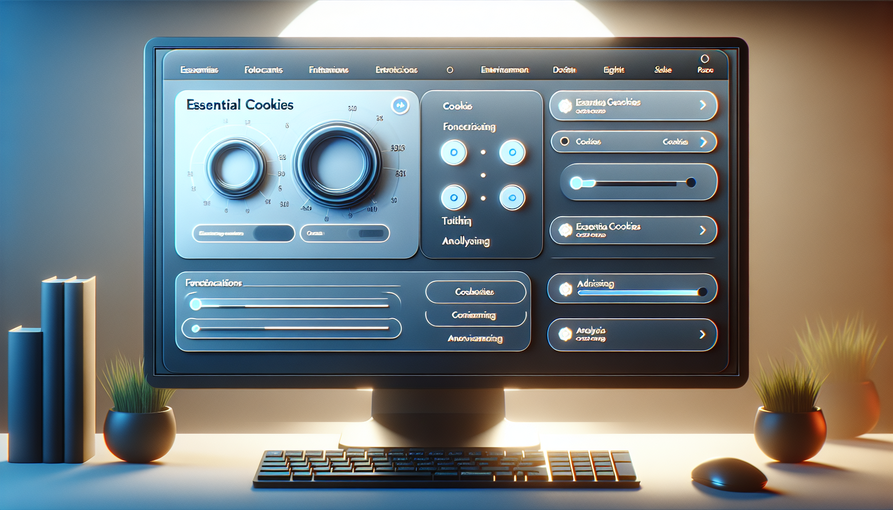 Panel de ajustes de cookies en Bplay con opciones de gestión personalizadas.