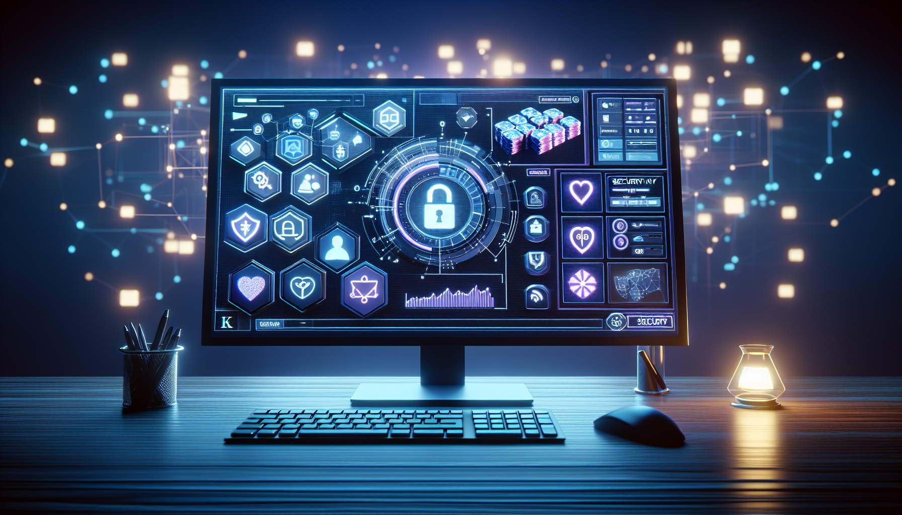 Interfaz de bplay con iconos de privacidad y elementos de protección de datos.