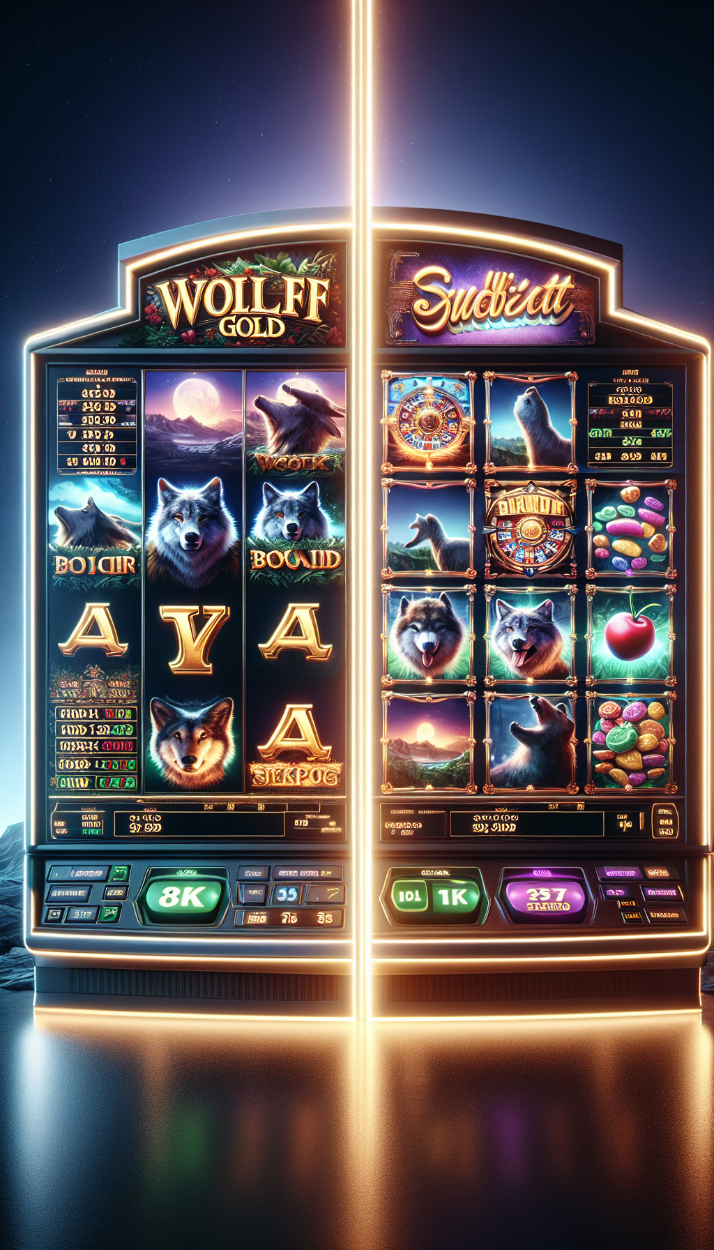 Comparativa entre Wolf Gold y Sweet Bonanza tragamonedas