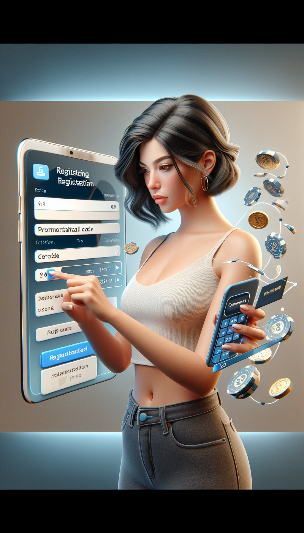 Registro en la app de Bplay Casino Santa Fe introduciendo un código promocional desde el móvil