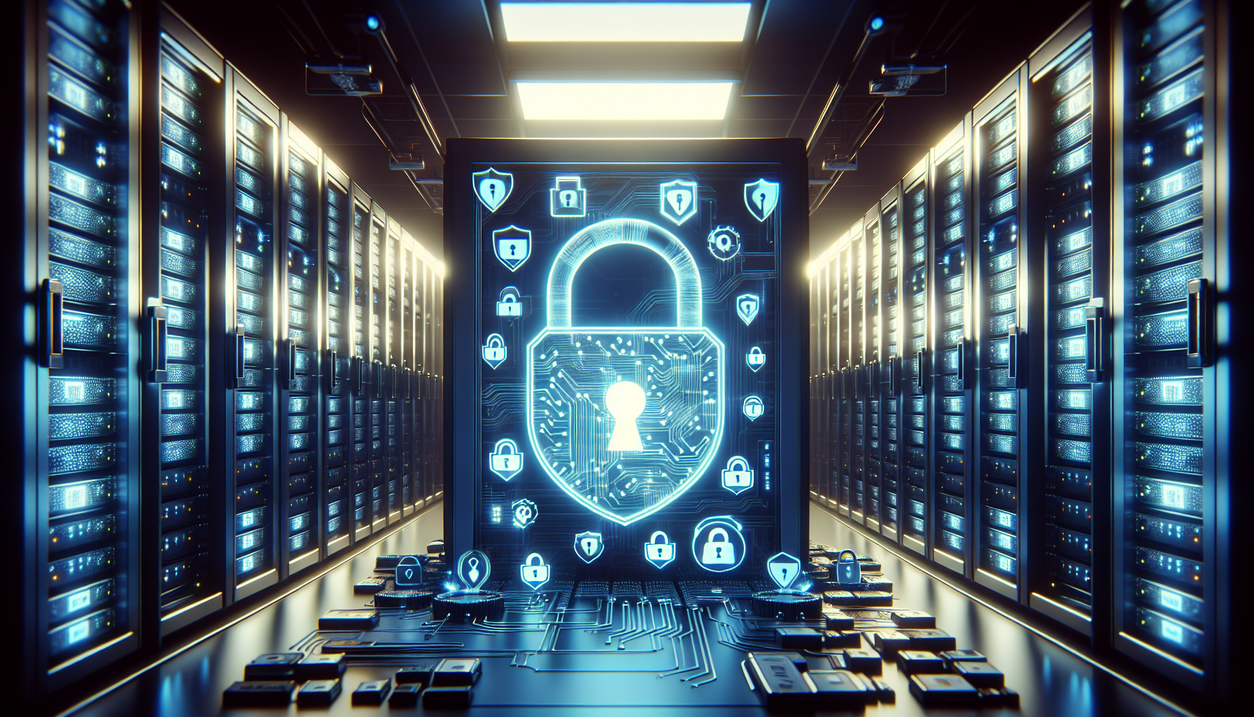 Cámara digital sobre bóveda encriptada representando la privacidad de datos en BPLAY